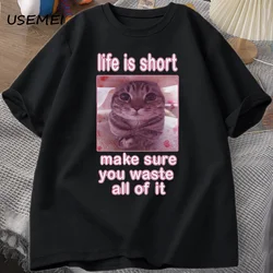 Grappige Kat Meme Grafische Tees Katten Dank Memes T-shirt Grappige Silly Katten T-shirt Mannen Vrouwen Casual Korte Mouw Tees Gedrukt T-shirt