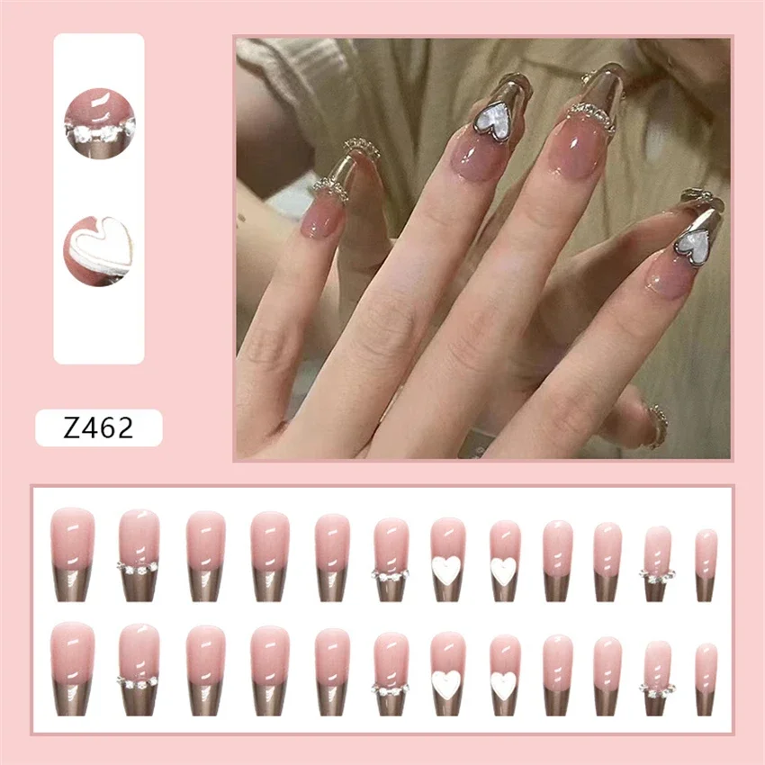 24Pcs/Set Gradient Green Fresh Wearing False Nails Pop Flash Fashion Medium Fake Nail Tips Artificial Acrylic Press on Nail Art