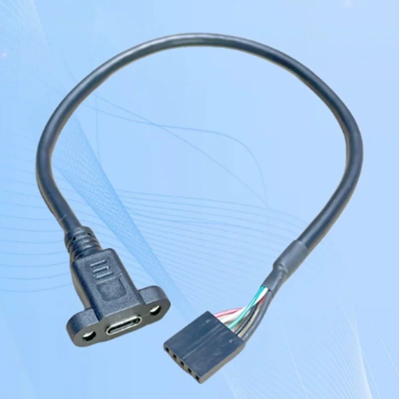 2.0 Version PCI Board USB Pin Type C DuPont 2.54 to Type-c Female Belt Ear Screw Fixed PCI Board USB Pin Data Charging Cable