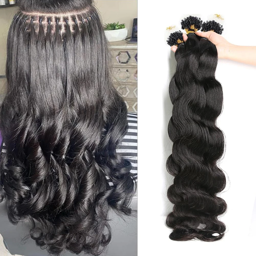 Body Wave Micro Ring Human Hair Extensions Pre Bonded 16-26 inches Brazilian Remy Micro Loop 50pcs/pack For Women Natural Hair