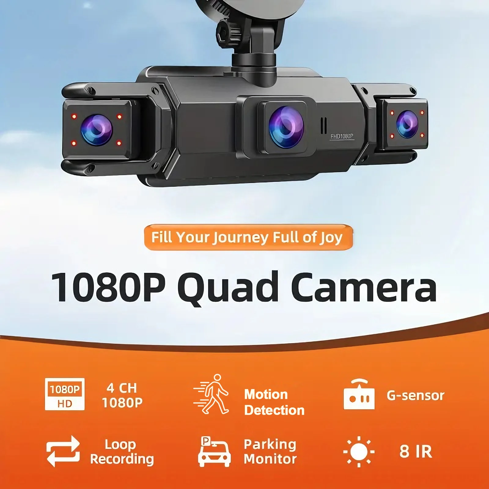 كاميرا داش لكاميرا السيارة 360 °   أمامي وخلفي داخل يسار يمين 3/4 قناة للرؤية الليلية وضع وقوف السيارات على مدار 24 ساعة تسجيل كاميرا داشكام