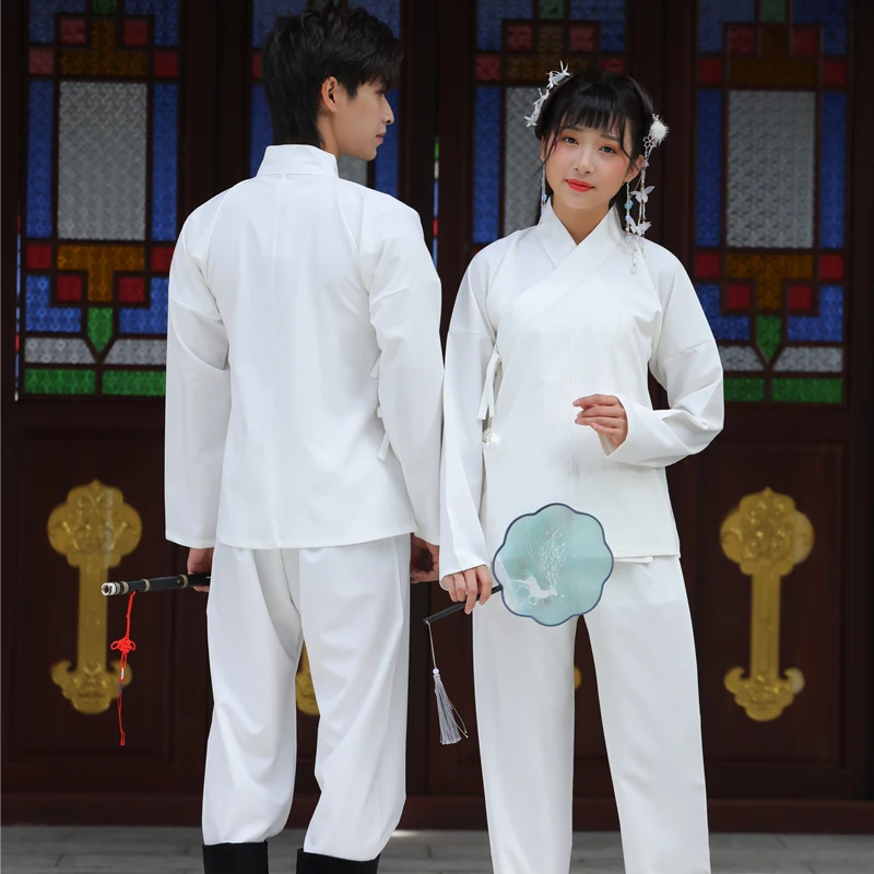 

Fashion Chinese Hanfu Tops Pants Inner Suits Women Sleeping Wear Couples Clothing Men Women White Unisex Clothes Performance