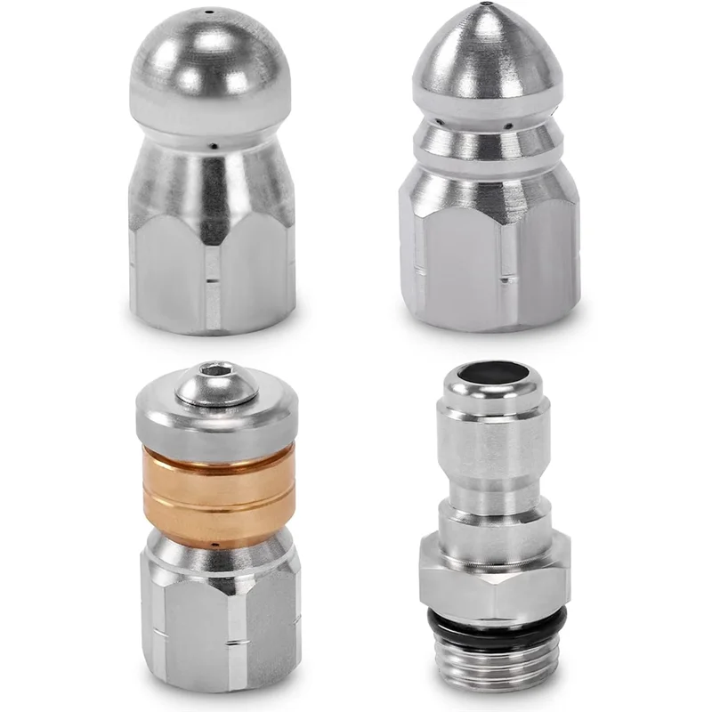 BAAG-Sewer Jetter Nozzle For Pressure Washer,Drain Cleaning Tips,Rotating Button Nose With 1/4 Inch Quick Connect,5000PSI