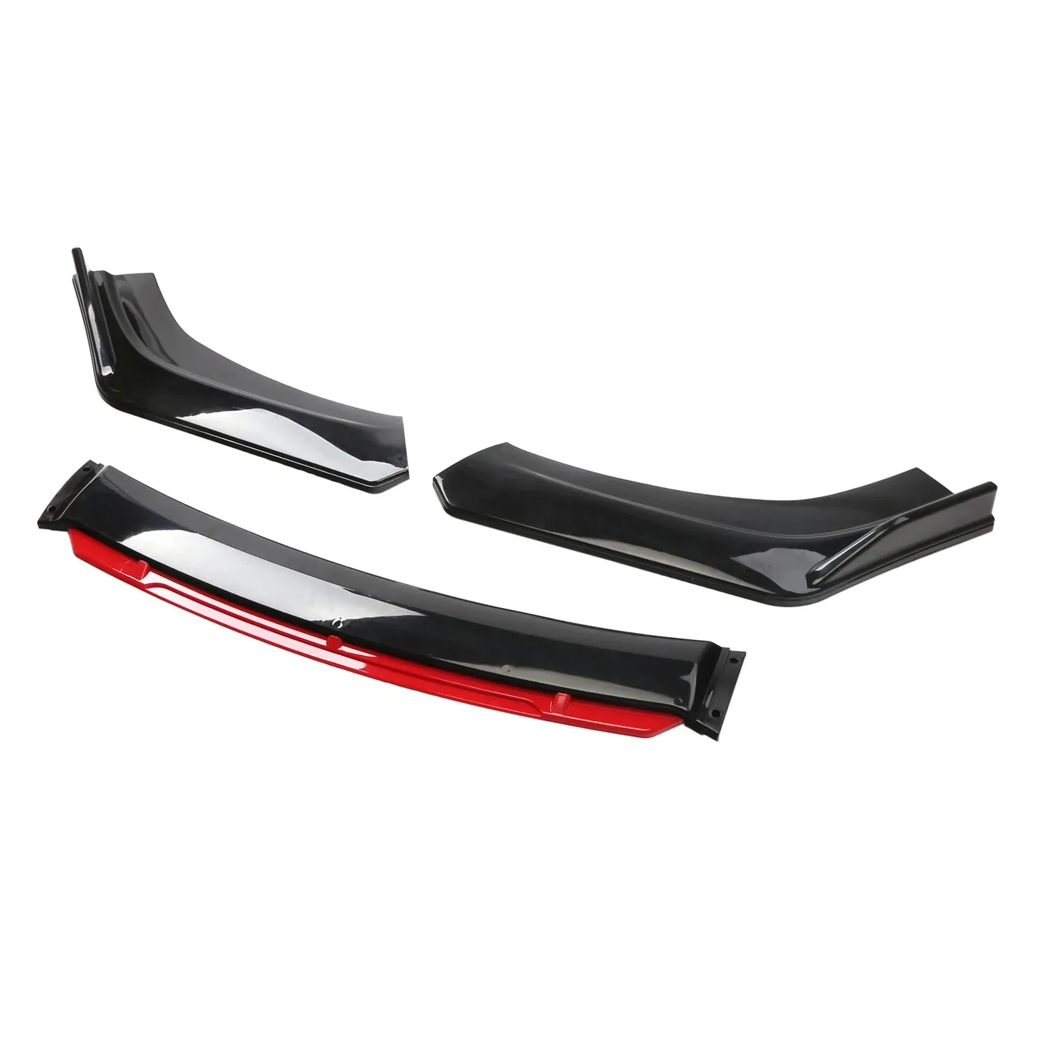 Vierteiliger Universeller Auto-Diffusor Frontlippe Frontspoiler Auto-Karosserie-Kit Schwarz&Rot Frontspoiler – Detail 2