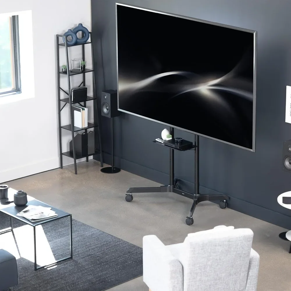 

Mobile TV Cart for 55 to 100 inch Screens up to 165 lbs, LCD LED OLED 4K Smart Flat and Curved Panels, Rolling Stand with Laptop