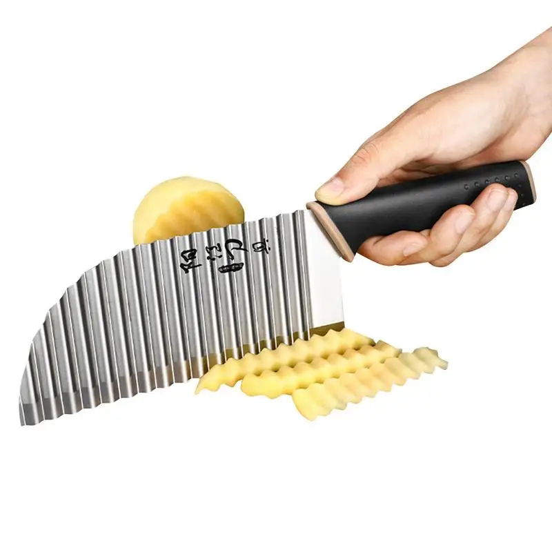 Stainless Steel Potato Chip Wavy Cutter Dough Vegetable Fruit Crinkle Wavy Knife Chopper Cutter French Fry Maker Kitchen Gadgets