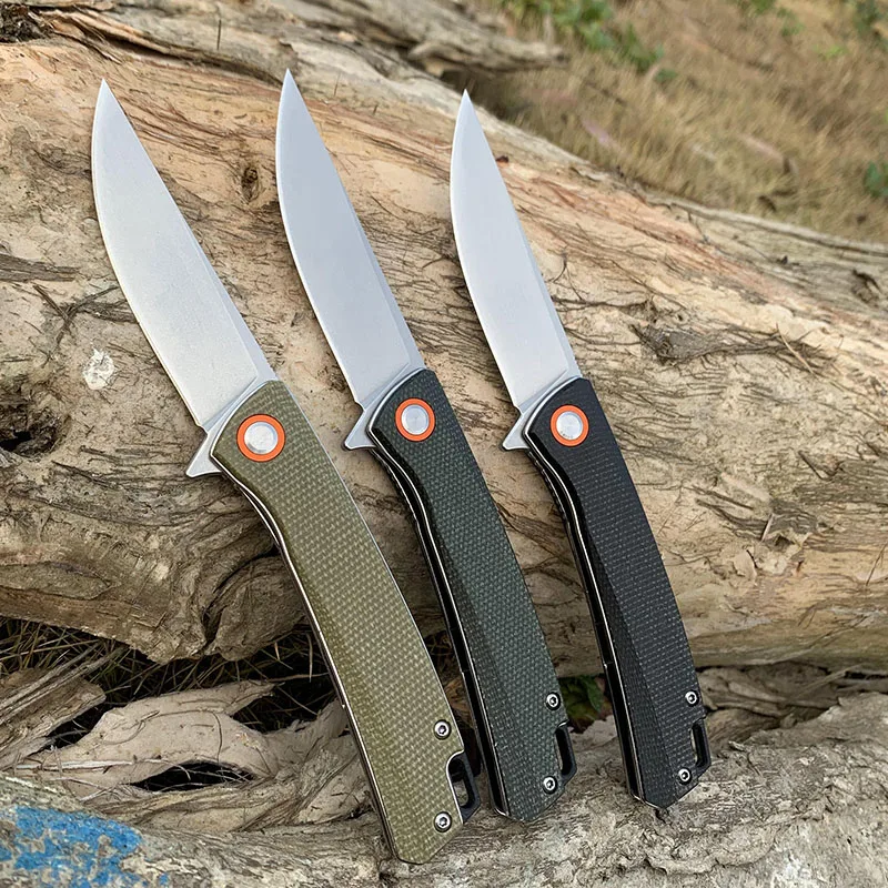

New Pocket Folding Knives D2 Steel Micarta Handle Outdoor Camping Fishing Hiking EDC Knife Kitchen Small Flipper Knife GT959