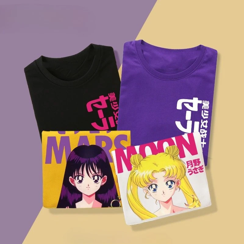 

Sailor Moon creative kawaii anime 100% cotton short-sleeved T-shirt summer cute sweet two-dimensional loose top gift wholesale