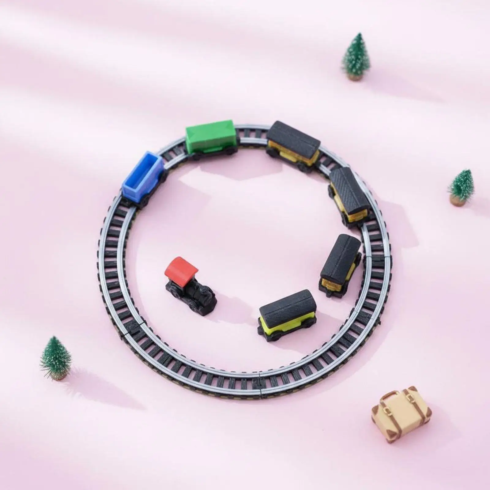 Carriage Playset Miniature Railroad Engine and Cars PLA Dollhouse Miniatures for 1 12 Scale Nursery Decor