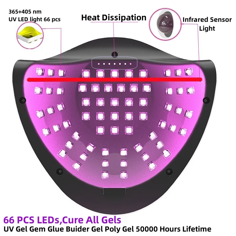 MAX lampa UV do paznokci na żel do Manicure polski suszarka z dużym LCD Touch 66LEDS suszarka inteligentne paznokcie Sun S5