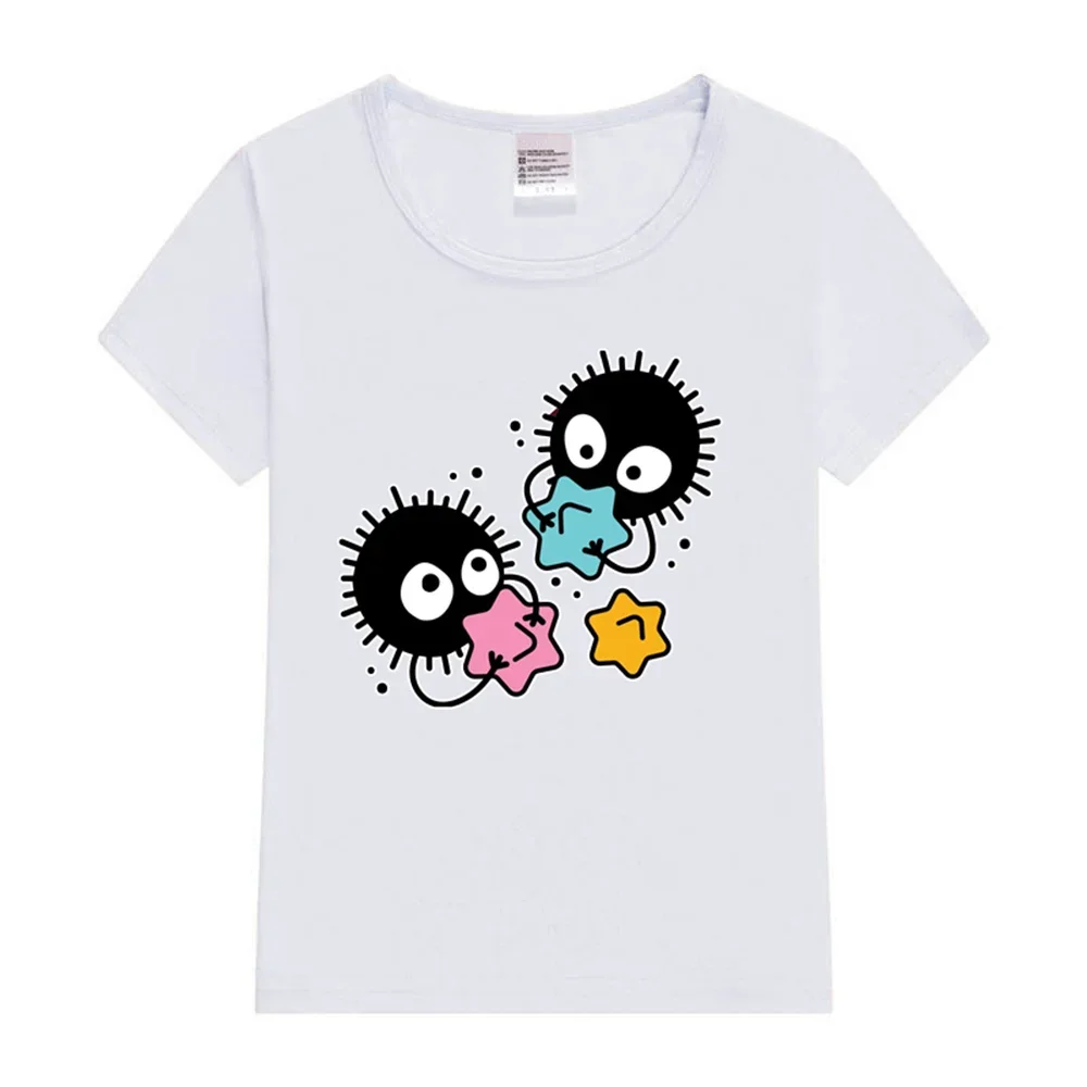 Soot Studio Ghibli Kids T-Shirt Kawaii T-Shirt Kids Summer Short Sleeve Tees Cartoon Animal Boys and Girls Kawaii Tops Tshirt