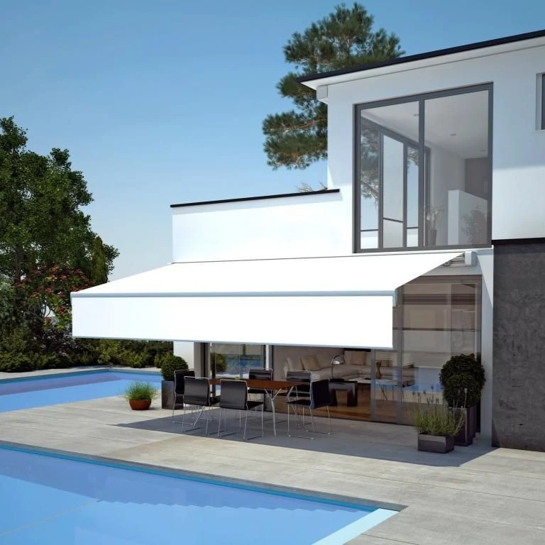 

Modern Design Retractable Folding Awning with Adjustable Arms Rustproof Aluminum Frame Weather Resistant Sun Shelter for Balcony