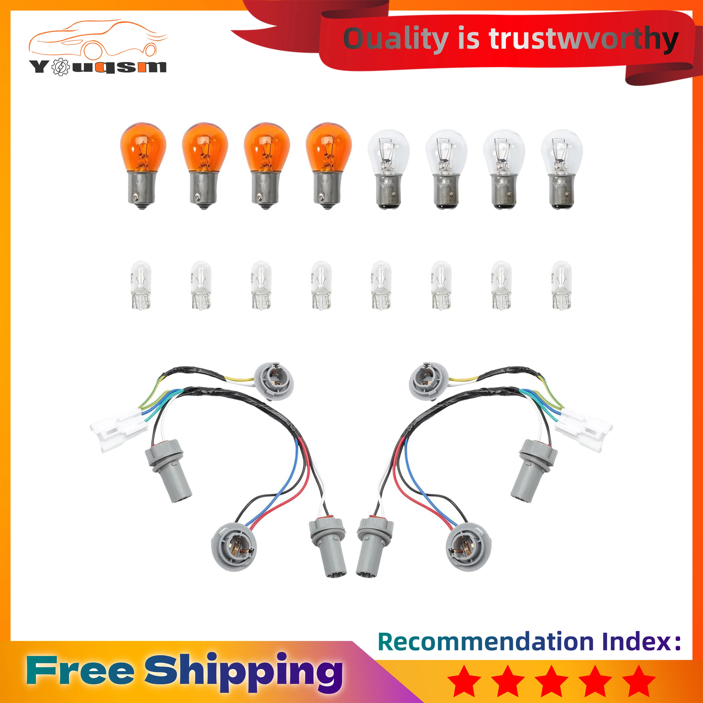 

2 Packs Tail Light Lamp Wiring Harness Socket Holder & 16 Bulbs for Sonata 2011 2012 2013 2014 OE Replece 92450-3Q000