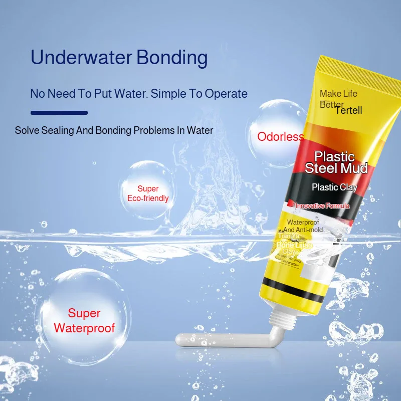 Pegamento impermeable de barro de acero y plástico blanco, pegamento para calafateo impermeable y a prueba de moho, sellado de fregadero de cocina dedicado