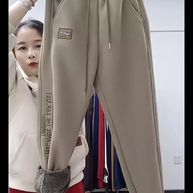 

Мужские свободные брюки на флисовой подкладке, осенне-зимние, большие размеры, имитация овчины, комфортные, мягкие, из полиэстера