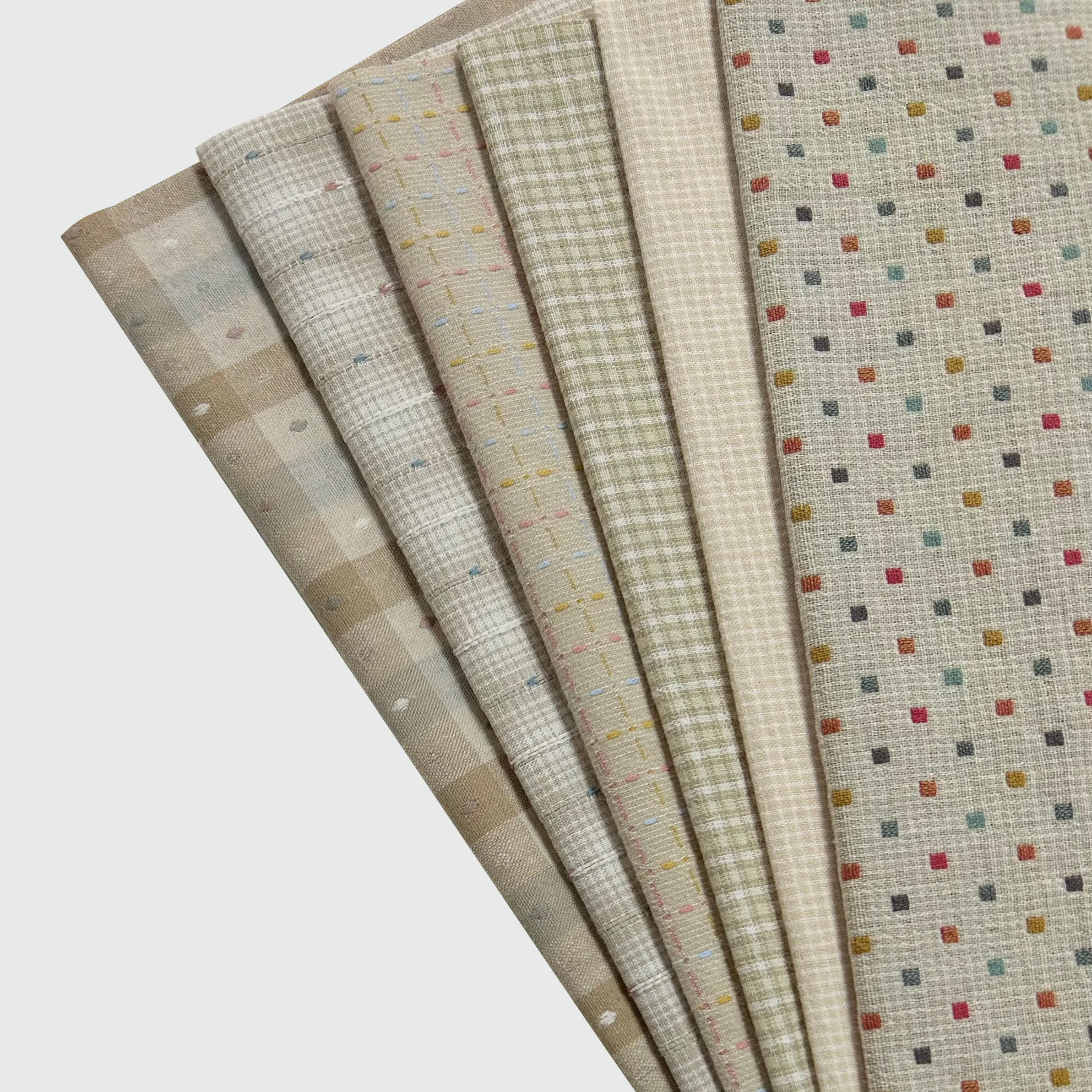 

Beige Basic Patchwork Japanese Yarn Dyed Cotton Fabric for Handmade Doll Sewing Quilting Bag Craft Cloth Fabric