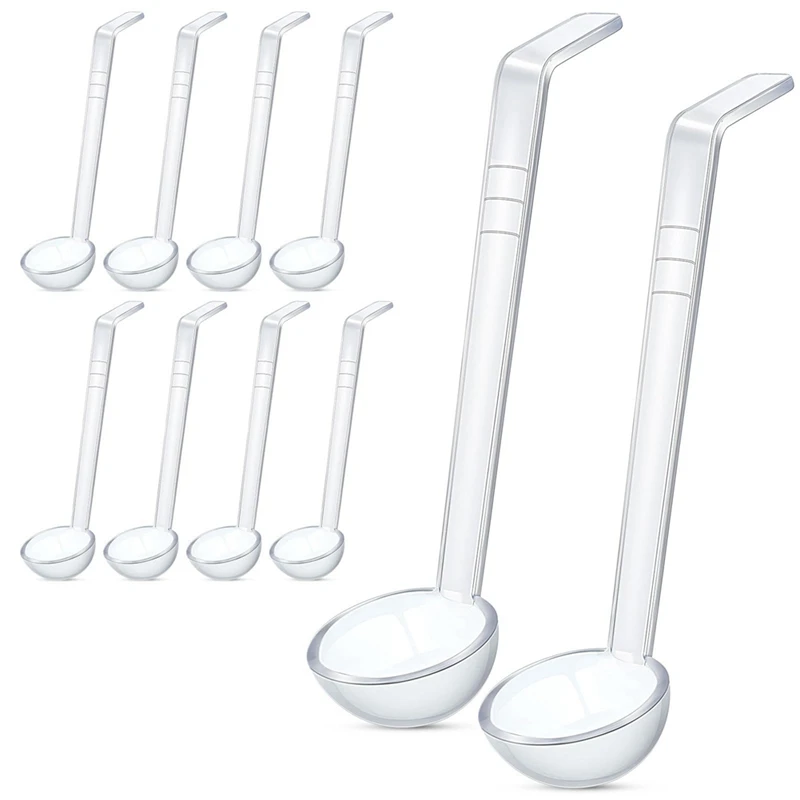 10 Pieces 7.8Inch 1Oz Clear Small Ladle Mini Ladle For Sauce Long Handle Plastic Punch Bowl Ladle Serving Spoons Durable