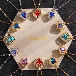 10Pcs/Lot Fashion Romantic Heart Butterfly Key Zircon Stainless Steel Necklaces For Women Proposal Engagement Jewelry Party Gift