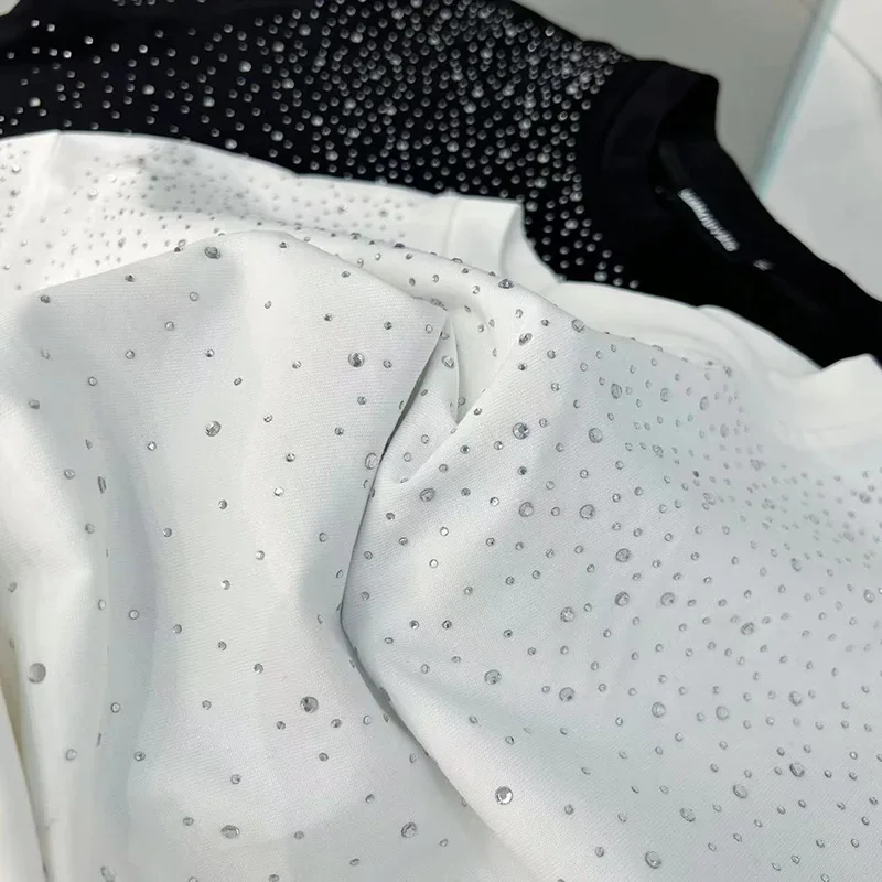 Sommer-Strass-Nieten-T-Shirt für Herren Rundhals-Freizeit-T-Shirt Modisches High-Street-Kurzarm-Shirt für Männer – Detail 13