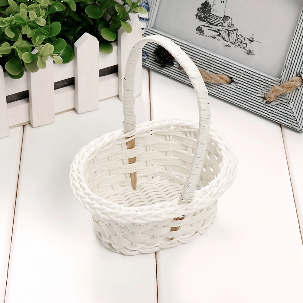 

4pcs Rattan Flower Basket Decorative Seagrass Plastic Woven Baskets for Home Bedroom Hotel Mini Straw Gifts Storage