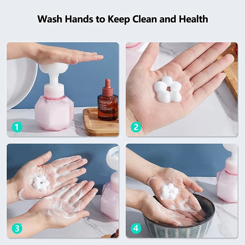 Vetta Flower Soap Dispenser Foam Pump Bottle Kitchen Plastic Containers For Cosmetic Facial Cleanser Shampoo Shower 300Ml