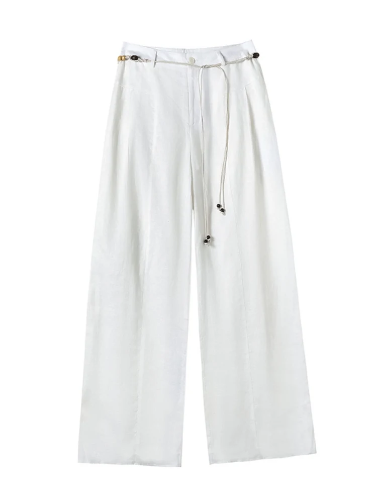 Cintura alta perna larga casual calças de trabalho feminino solto ajuste calças compridas verão primavera doce fresco picante menina sle