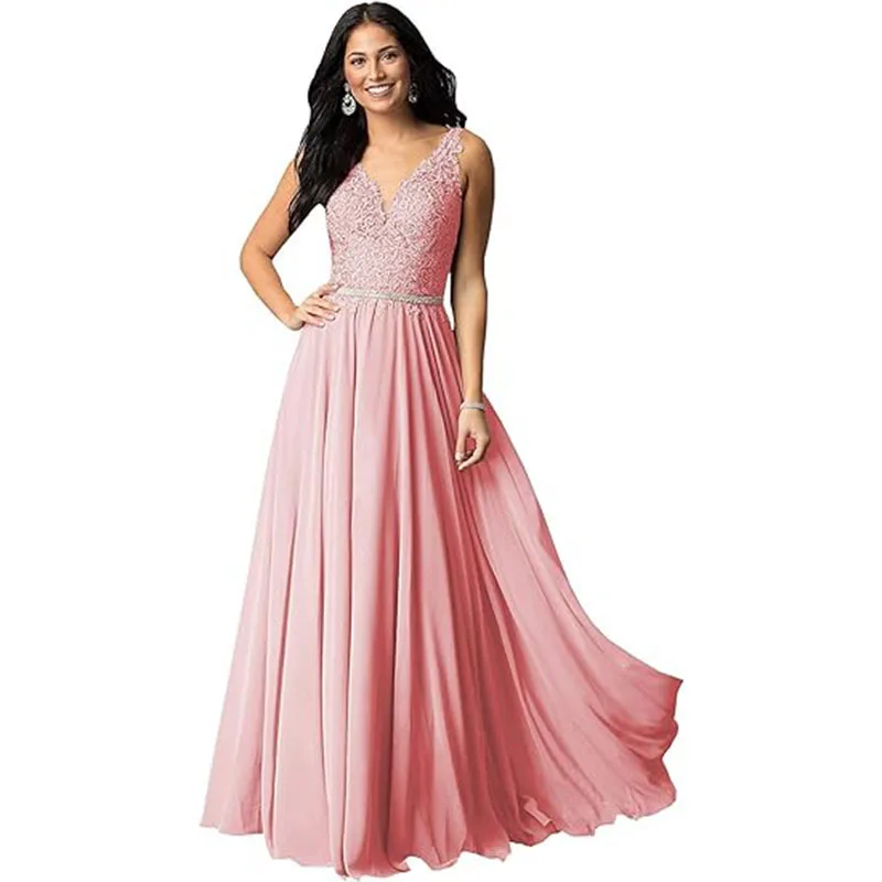 

Sexy V-neck Evening Dresses For Prom Elegant Lace Embroidery Draped A-line Quinceanera Dresses Candy Color Plus Size Made Custom