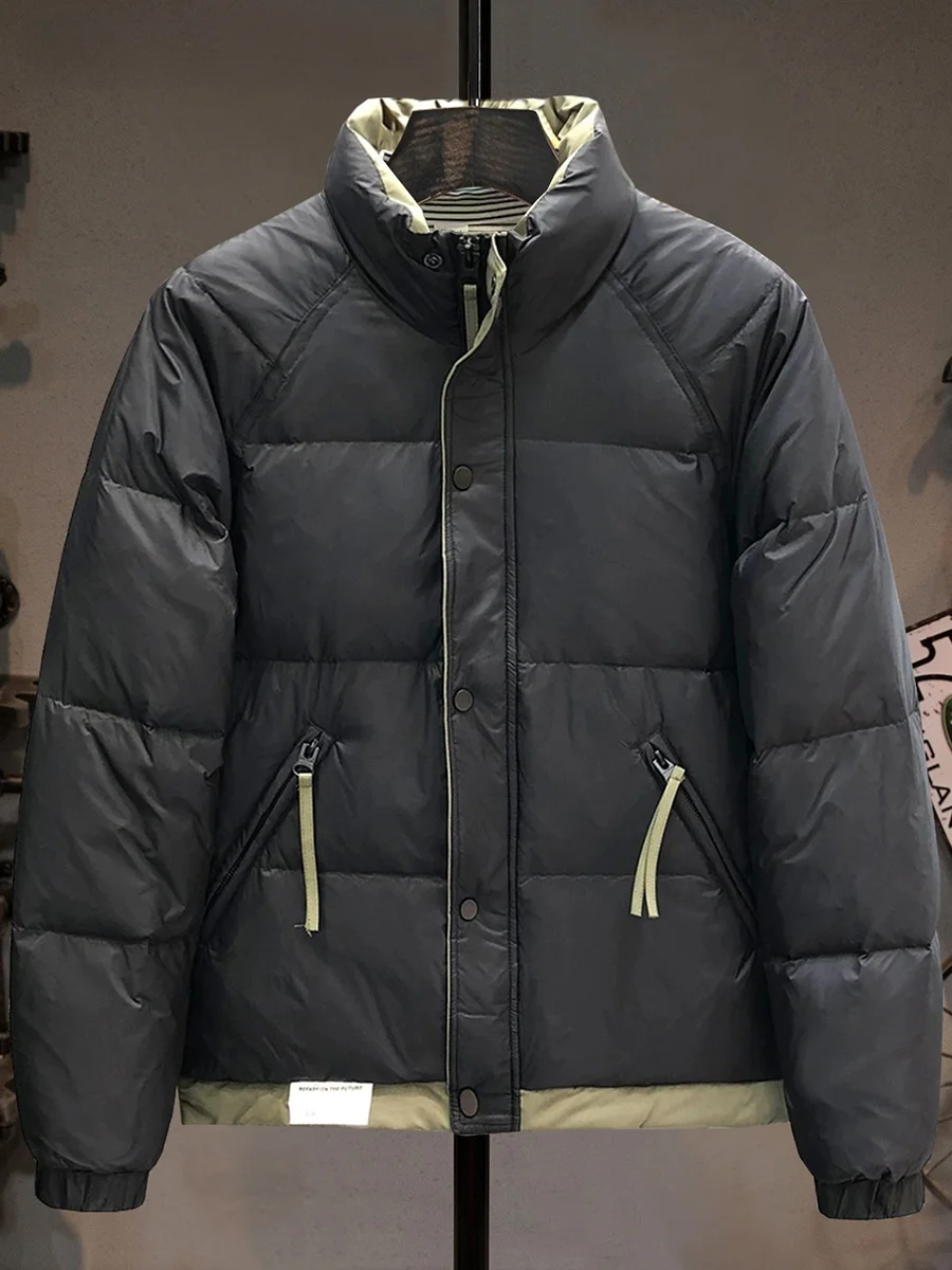 

Youth down Jaet Men's Winter Thiened White Du down Warm Cold-resistant Outerwear Trendy Loose Stand Collar Jaet