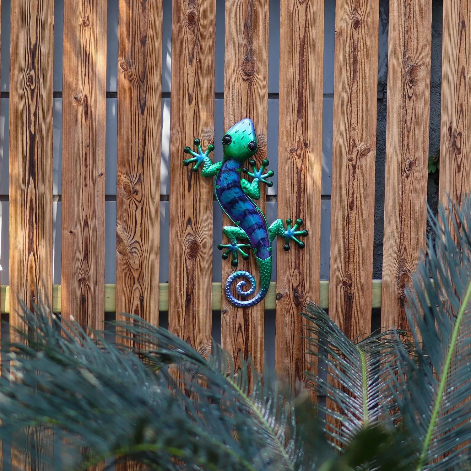 15-inch lizard wall hanging outdoor garden metal gecko decorative crafts hot melt painted glass wall decoration