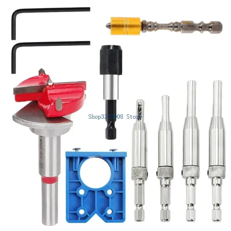  8 Pcs Pots  Hinge Template Set 35mm Hinge Drilling Template Hinge Drills Locator Door Hinge Drilling Tool Durable