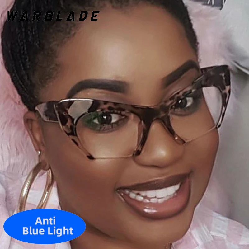

Trend Punk Brand Cat Eye Anti-Blue Light Glasses For Women Big Frame Men Optical Eyewear Computer Work Eye Protection Eyeglasses