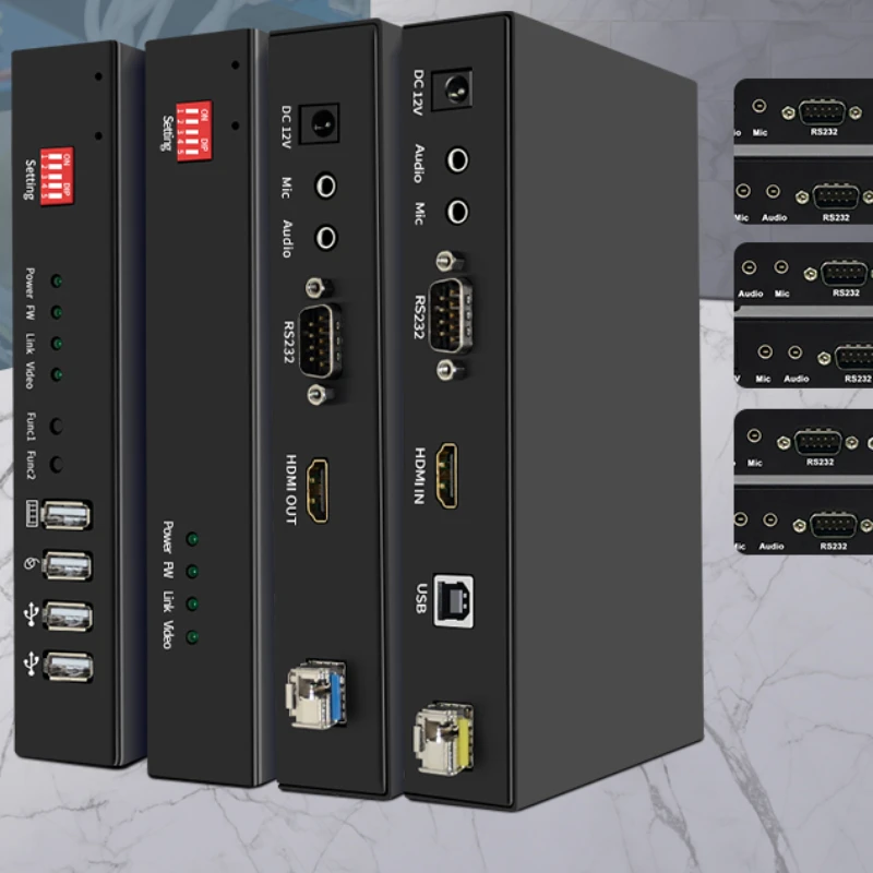 fiber optic transceiver with independent bidirectional audio band,  single and dual fiber transmitters