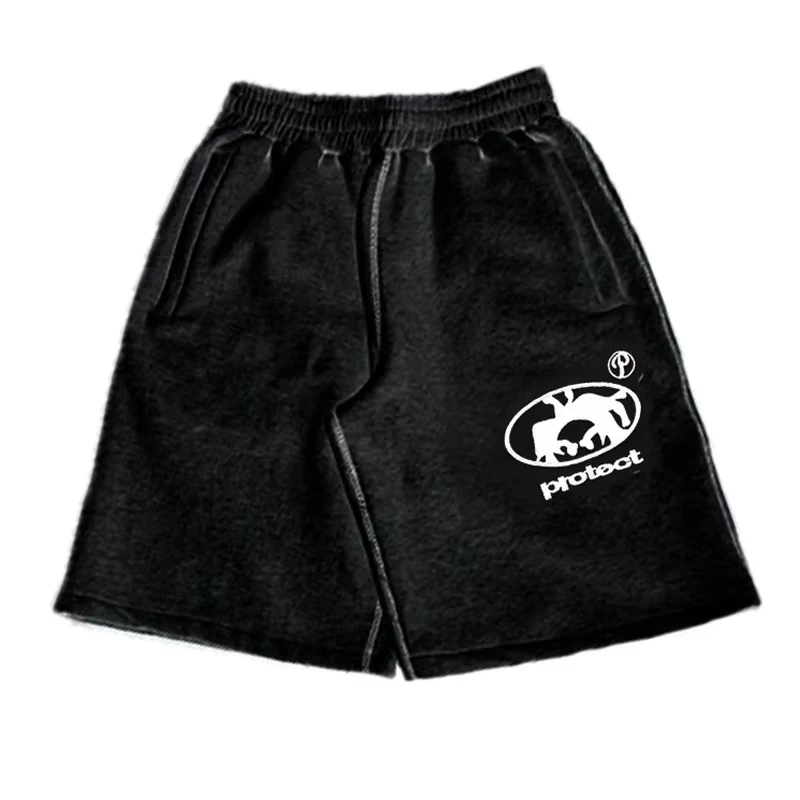 Men's 2026 New Hot Summer Grey Cotton Y2K Hiphop Streetwear Shorts European Street Style Trendy Baggy Casual Cargo Urban Wear - Image 2