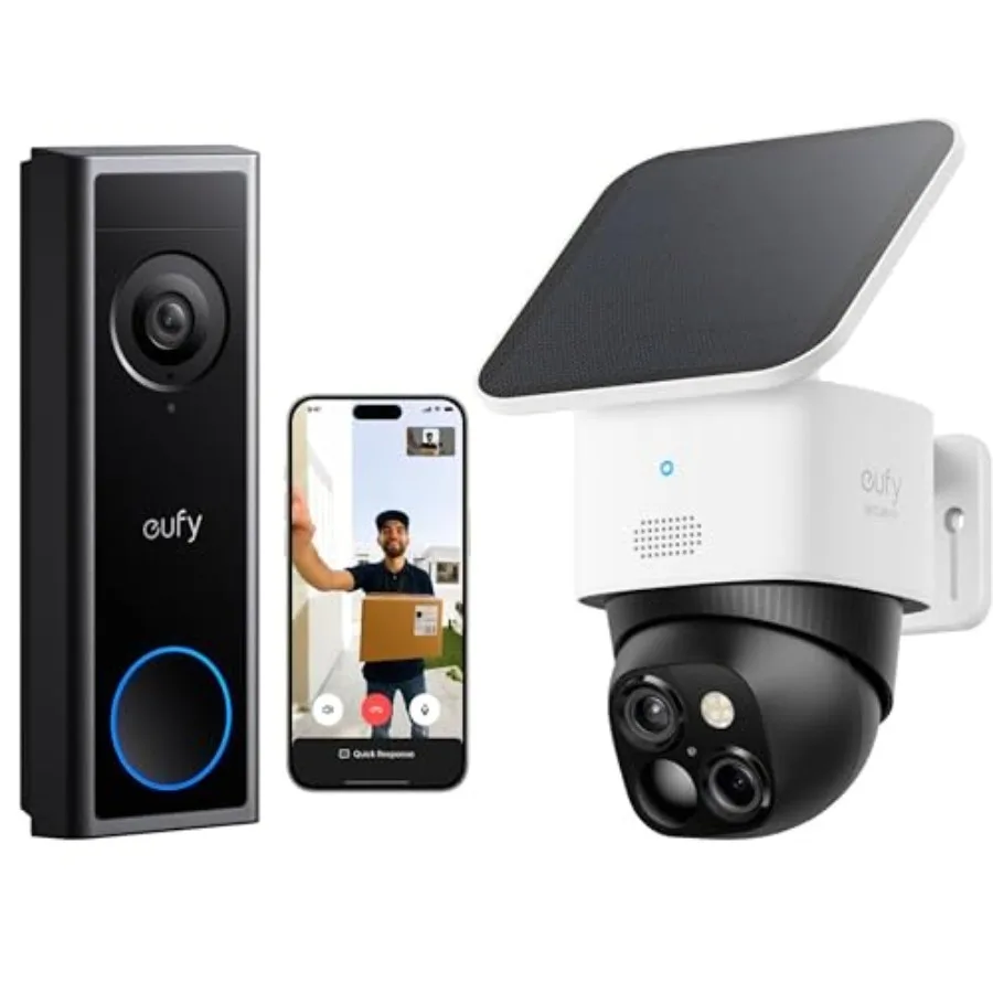

Video doorbell bundle for home security: 4K FHD, battery/wired powered, head-to-toe view, live video call, 24/7 recording, huma