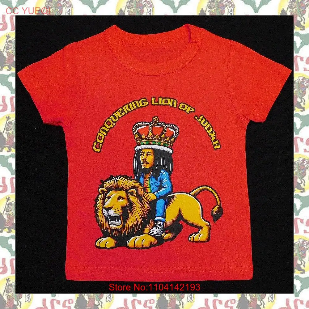 Kids T shirts drs a32 Children's Shirt Lion of Judah Reggae Jah Rastafari Ethiopia Jamaica long or short sleeves