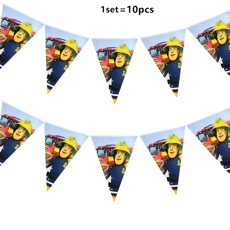 Feuerwehrmann Sam Thema Alles Gute zum Geburtstag Partyzubehör Set Hintergrund Tasse Teller Servietten Tischdecke Party Kinder Jungen Favor Ballons Dekor – Detail 5