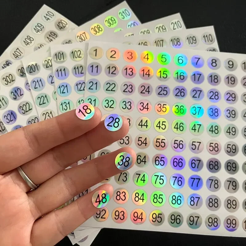 5 fogli (1-500) Etichetta adesiva con numero laser per punte di colore per smalto Display Adesivi per marcatura Numero Guida Strumenti per manicure fai-da-te