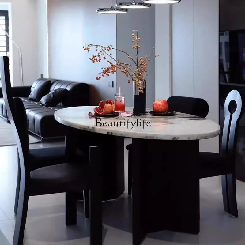 

Italian minimalist natural marble dining table