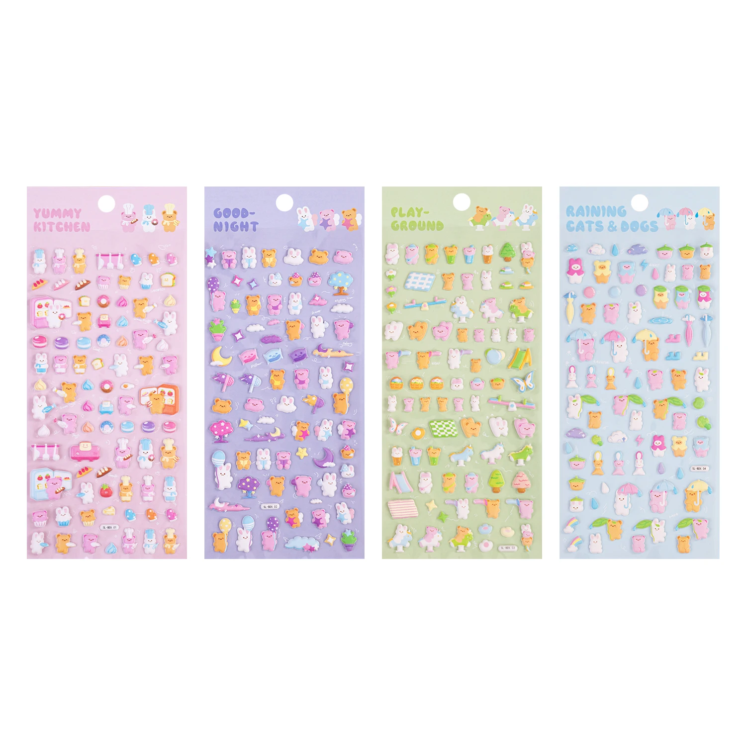 4 ชิ้น/ล็อต Happy Mini สัตว์การ์ตูน 3D Puffy สติกเกอร์กาวสติกเกอร์ DIY ไดอารี่เครื่องเขียนสติกเกอร์ของขวัญโรงเรียนอุปกรณ์สํานักงาน