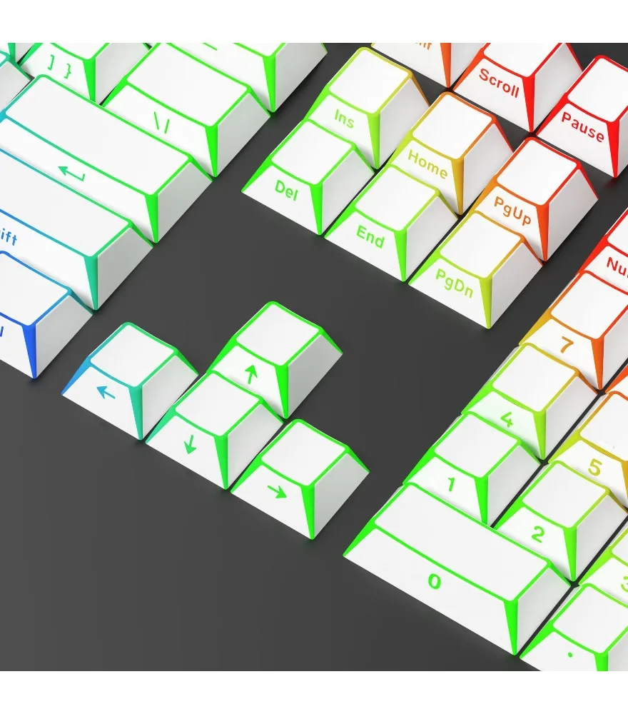 

White folded light-transmitting keycap PBT material slightly ground sand surface 132 keys original factory height applicable