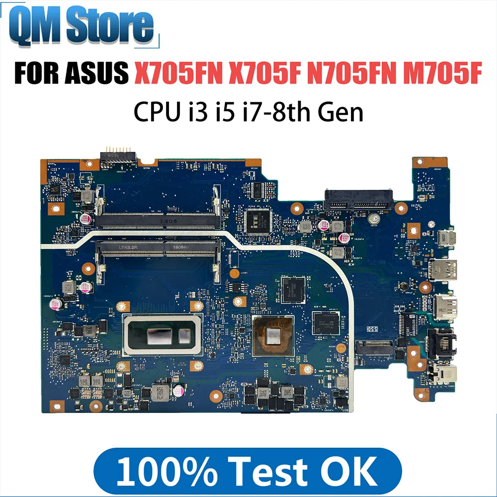 Placa-mãe portátil para ASUS, VivoBook X705FN, X705F, N705FN, M705F, i5 8265U, i7 8565U, GPU MX150, V2G, Mainboard