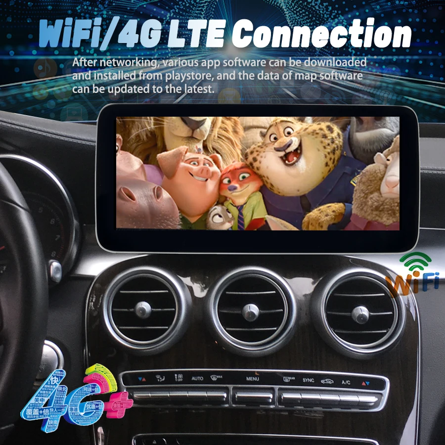 شاشة 256 جيجابايت أندرويد 14 Carplay لسيارة Mercedes Benz C Class GLC W205 NTG 5.5 2019-2020 مشغل فيديو الوسائط المتعددة HU BT Navi 4G