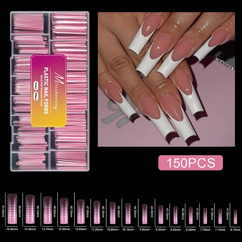 150 Uds INS mujeres niñas formas duales para Gel de uñas formas suaves de uñas moldes acrílico cubierta completa puntas de uñas postizas extensión de manicura