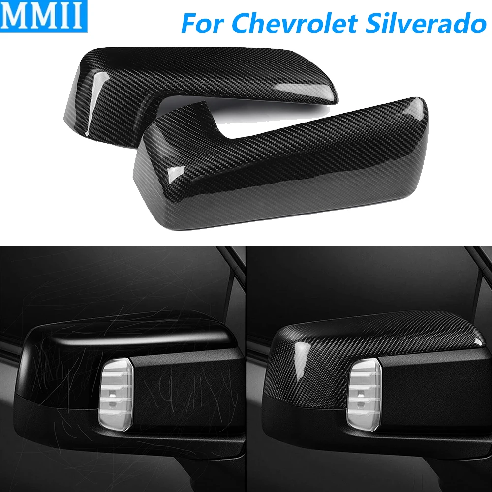 Für Chevrolet Silverado 2019-2025 Echte Carbon-Faser Rückspiegelabdeckung Ersatzteil Auto-Zubehör Modifikation