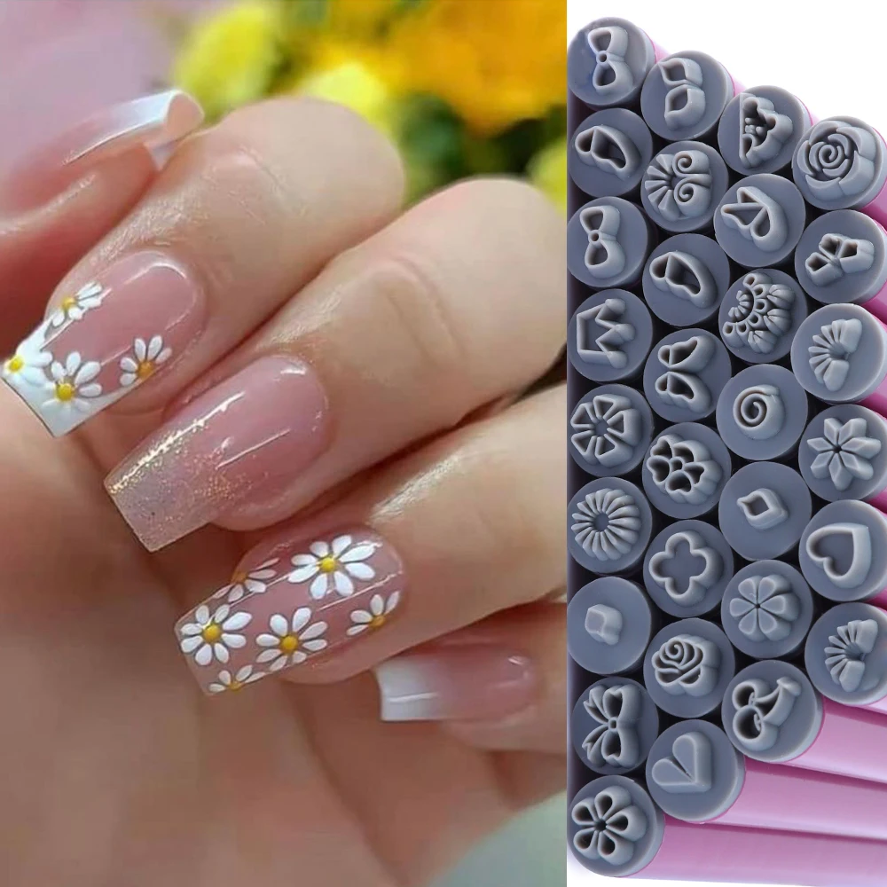 4/6/10pcs Nail Art Stamp Pen Set Floral Butterfly Pattern Nail Graffiti Pen Flower Painting Drawing Nail Brush Stamp Pen Tools