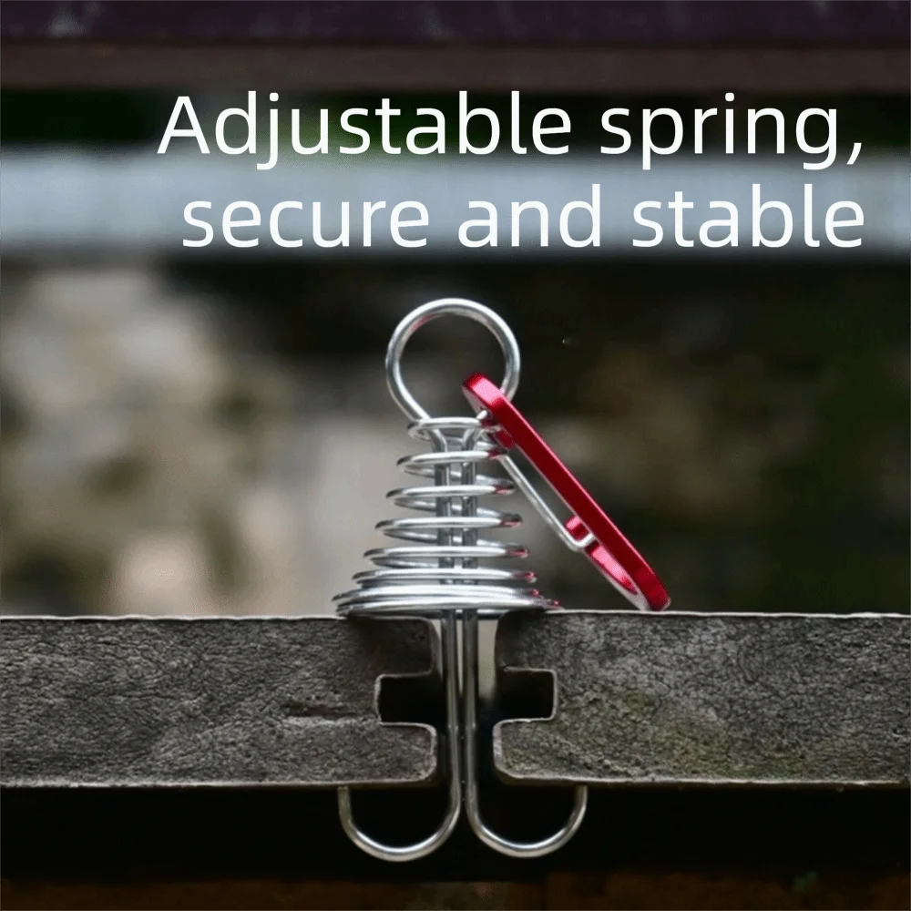 

6Pcs Stainless Steel Tent Octopus Rope Buckle Spring Buckle Elastic Wind Rope Outdoor Camping Deck Nail Fishbone Aluminum Alloy
