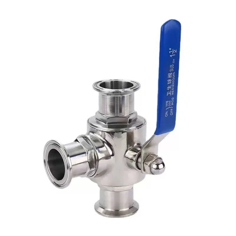 Zawór kulowy trójdrożny ręczny próżniowy KF16 KF25 KF40 KF50, zawór kulowy próżniowy typu T, ręczny zawór kulowy ze stali nierdzewnej, złączka rurowa