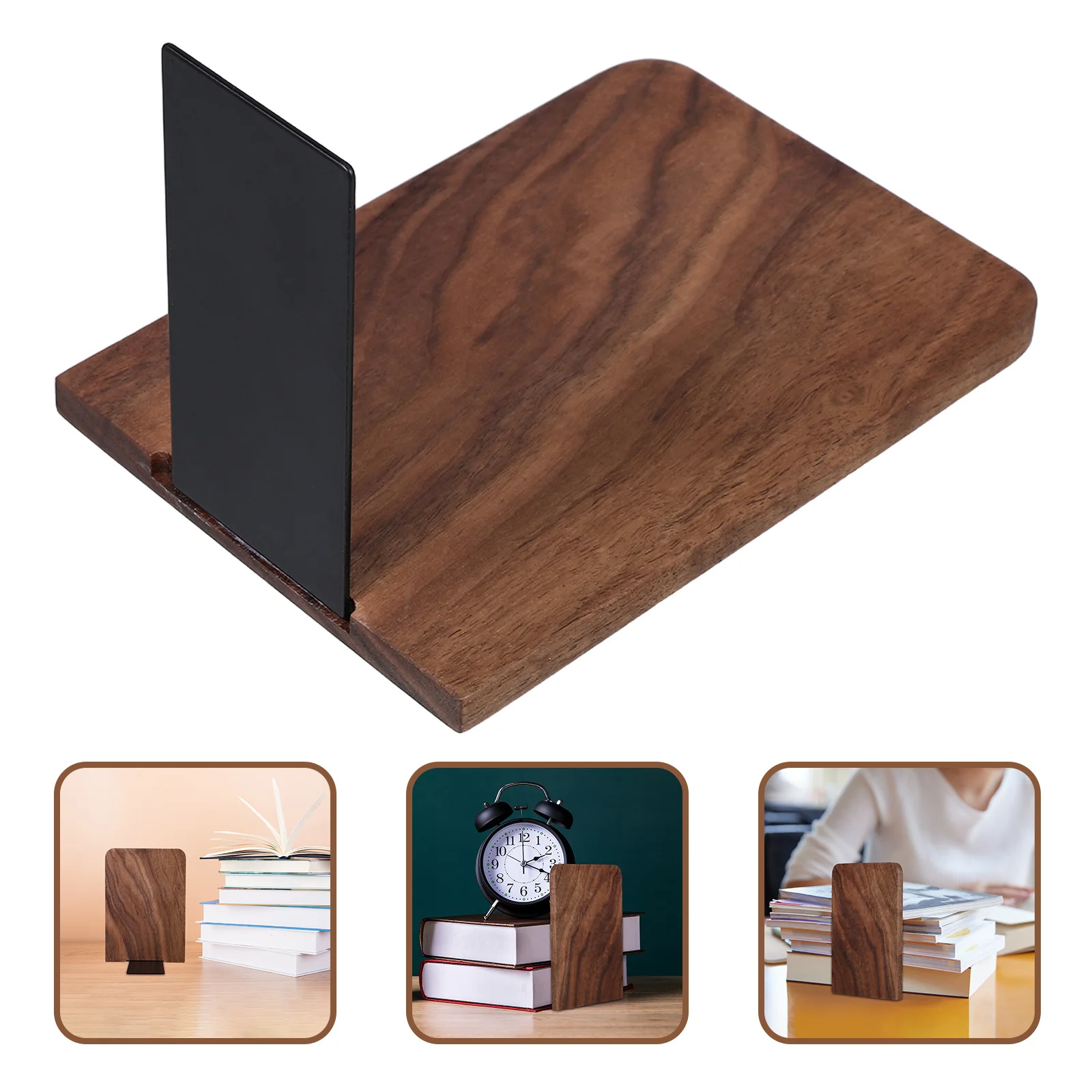 منظم كتب عمودي بقاعدة معدنية شديدة التحمل من خشب الزان لمكتب المكتب والفصول الدراسية وحامل كتب على الطراز الحديث