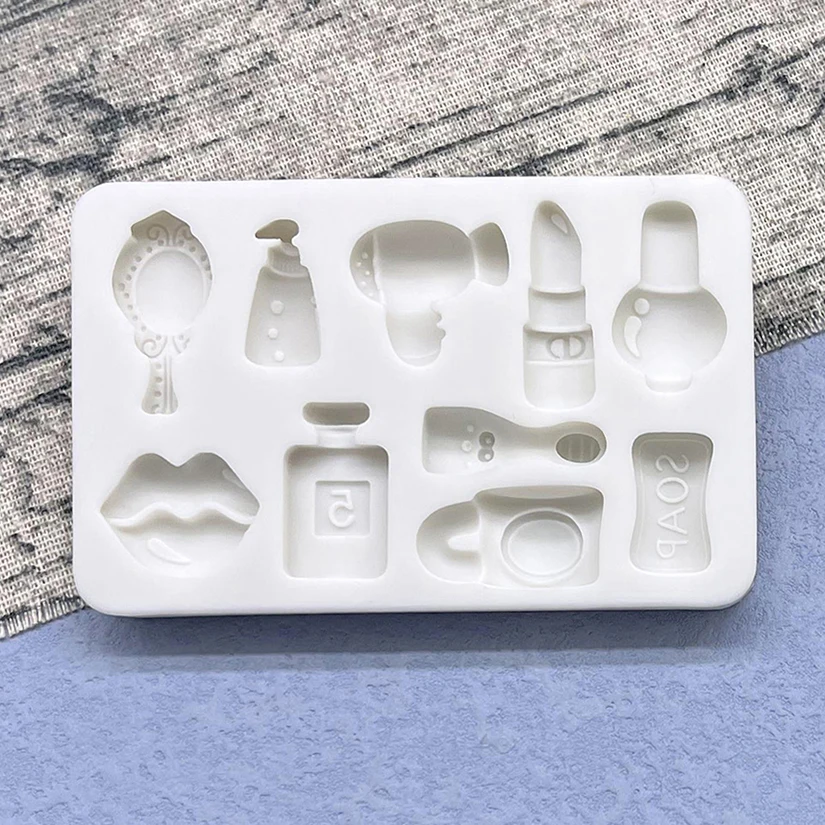 Makeup Hair Dryer Mirror Design Silicone Sugarcraft Mold Resin Tools Cupcake Baking Mould Fondant Cake Decorating Tools