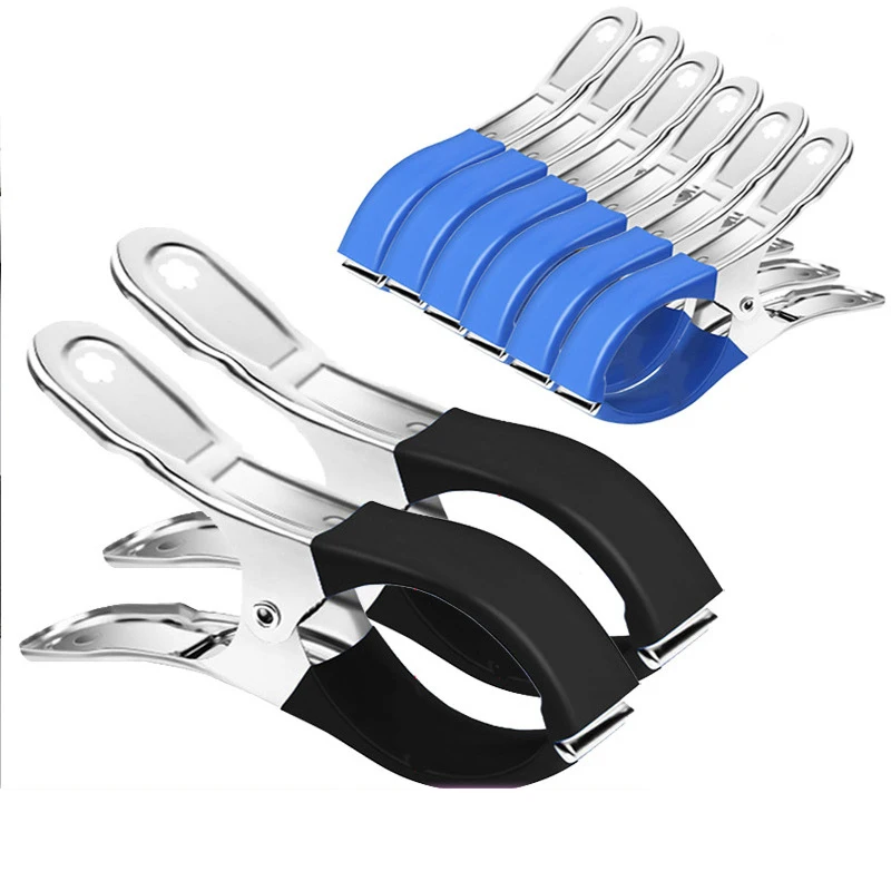 6PCS or 12PCS Stainless Steel Spring Windproof Clips Pool Cover Clips with Non Slip Rubber Large for Clothes Quilt Multi Purpose